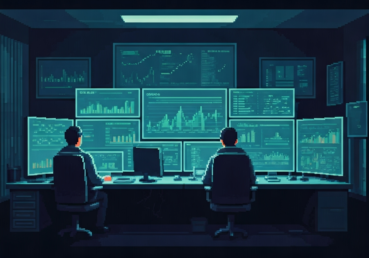 Investors looking at a screen