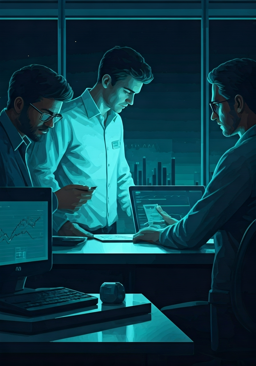 Analysts late at night at NVIDIA offices