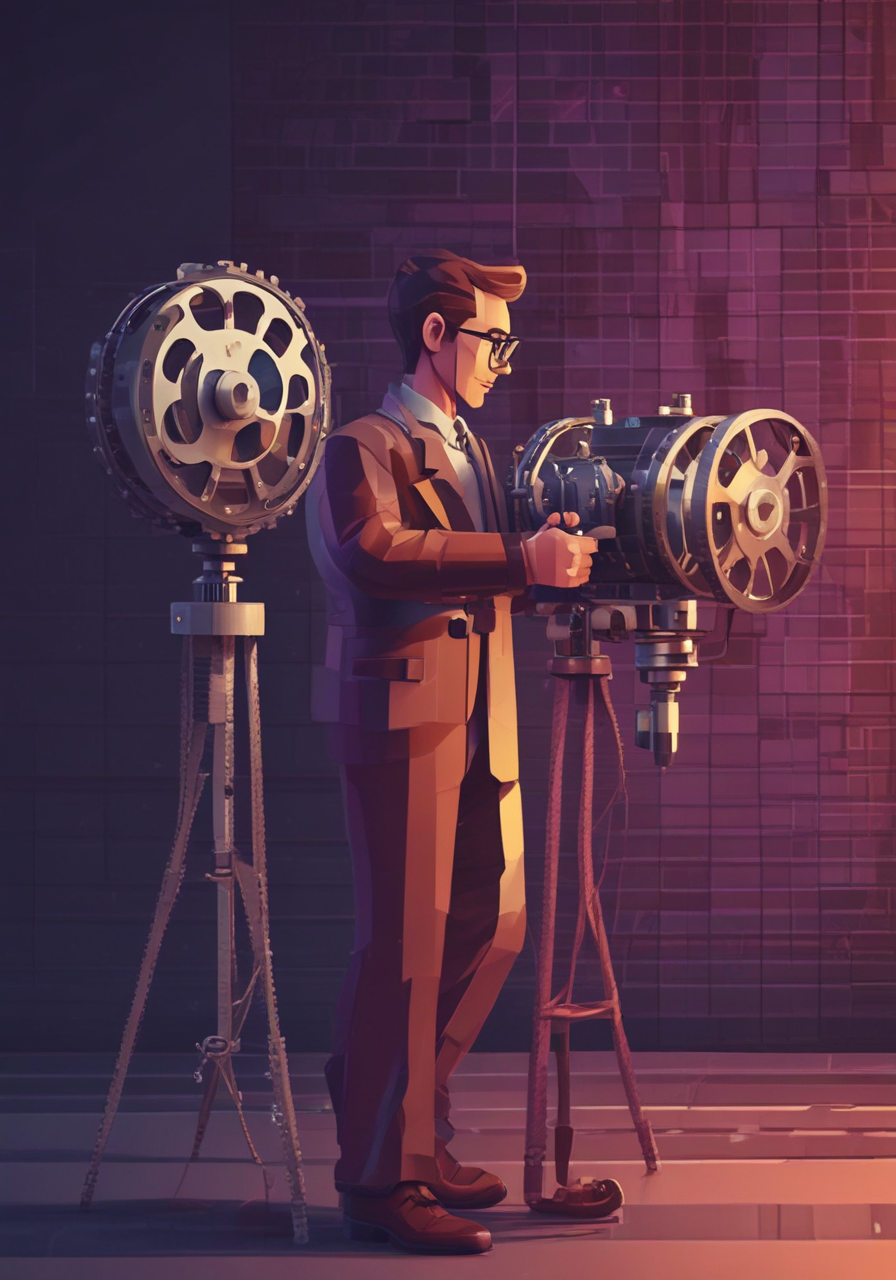 Piexelart of an old-style cinema director