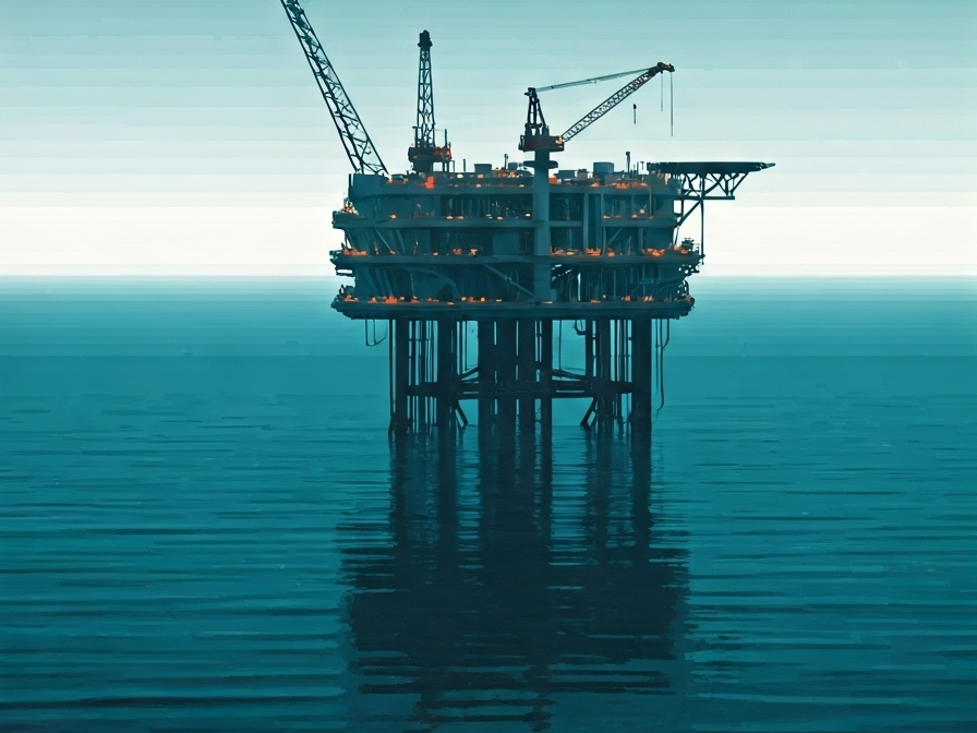 An oil platform on the sea